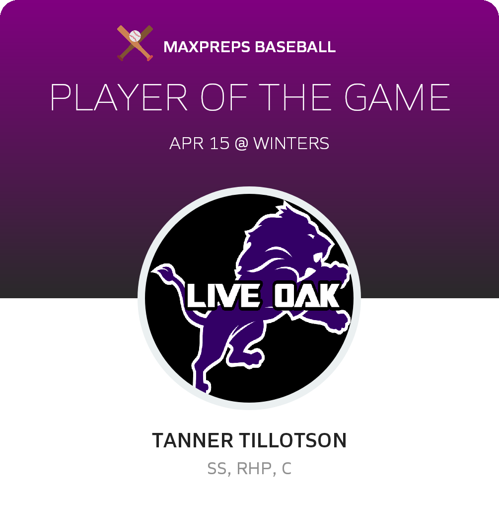 #7 Tanner Tillotson Player of the Game badge