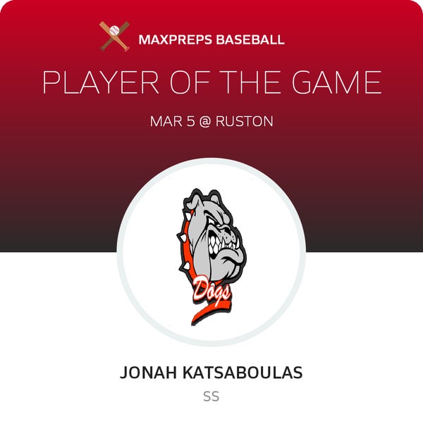 #6 Jonah Katsaboulas Player of the Game badge