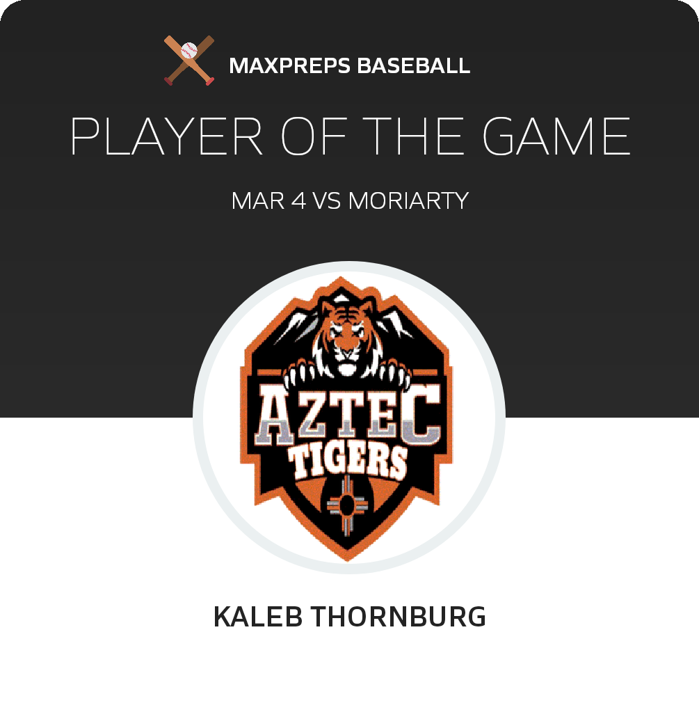 #9 Kaleb Thornburg Player of the Game badge