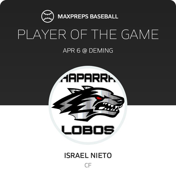 #8 Israel Nieto Player of the Game badge