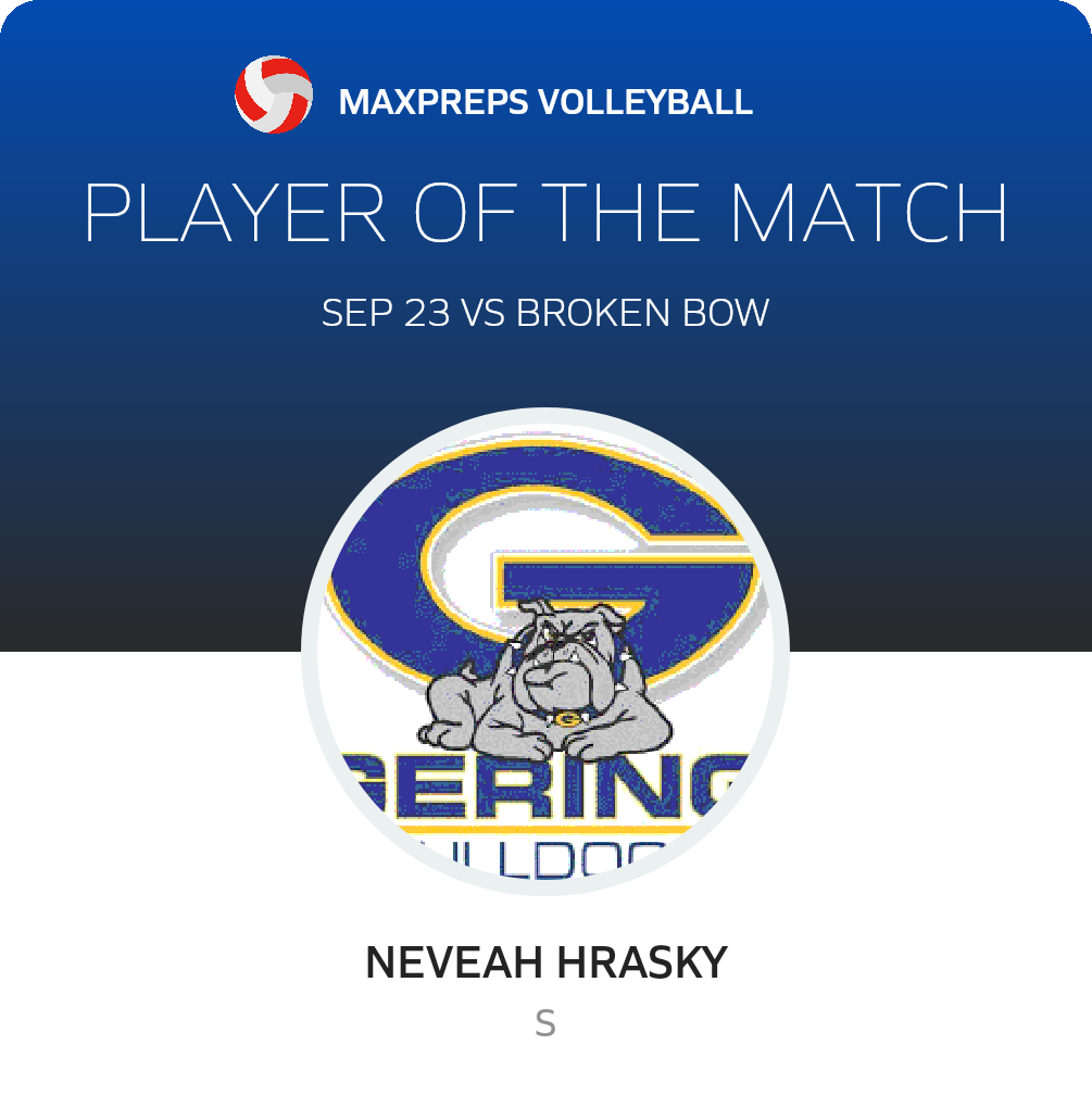 #15 Neveah Hrasky Player of the Game badge