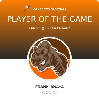 #9 Frank Anaya Player of the Game badge