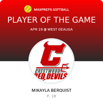 #42 Mikayla Berquist Player of the Game badge
