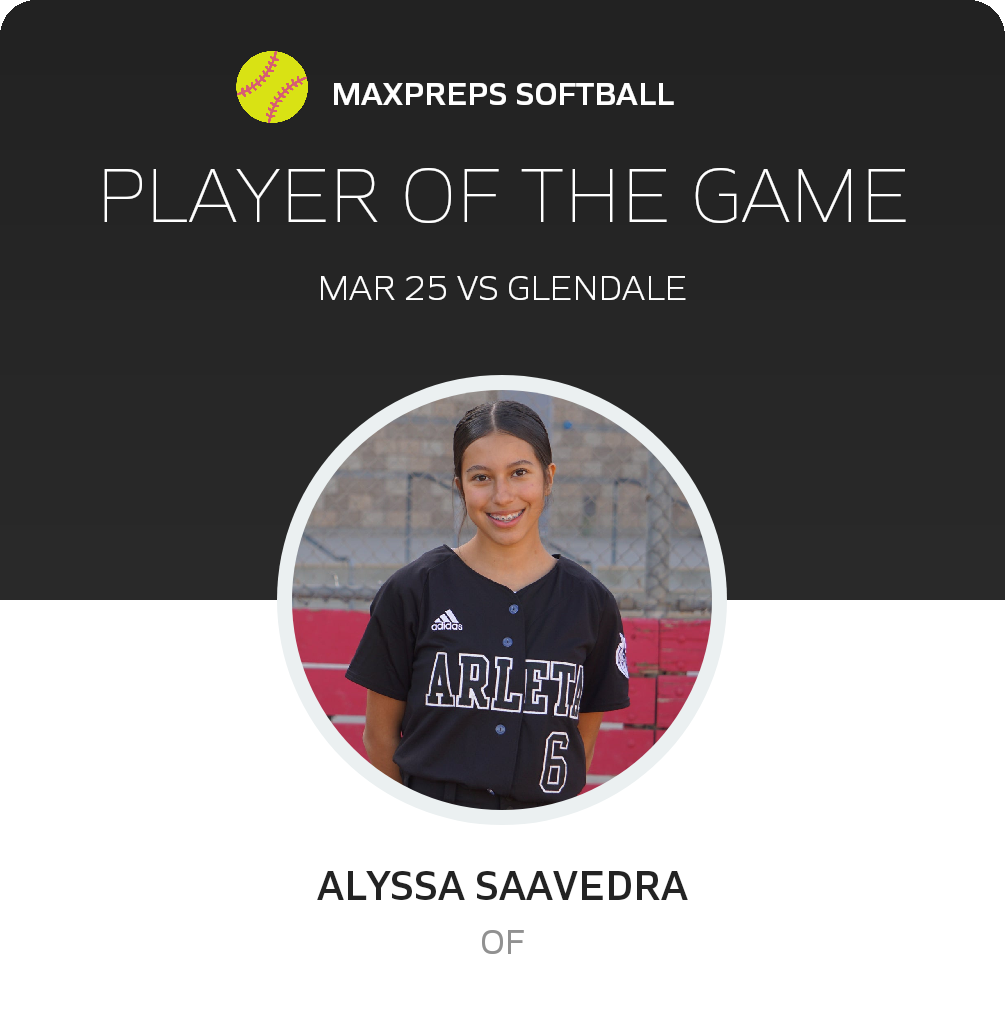 #5 ALYSSA SAAVEDRA Player of the Game badge
