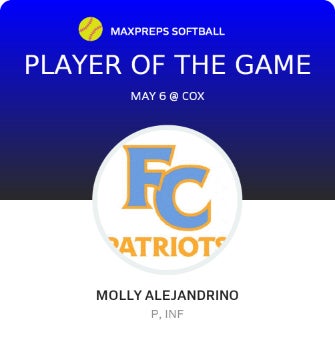 #20 Molly Alejandrino Player of the Game badge