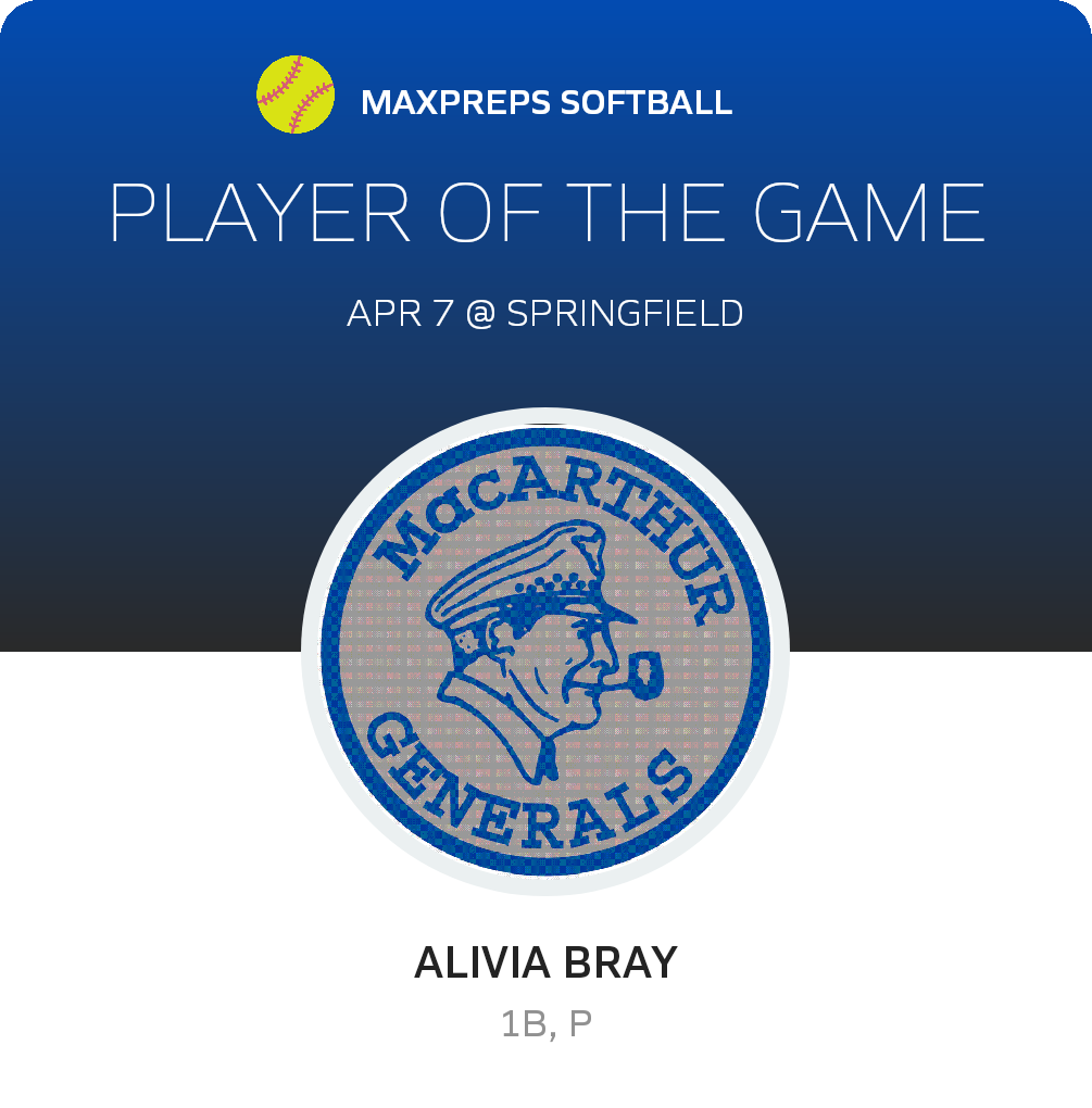 #10 Alivia Bray Player of the Game badge