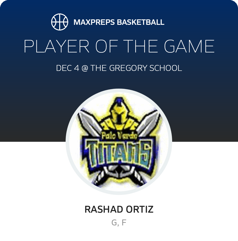 #1 Rashad Ortiz Player of the Game badge