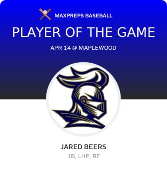 #10 Jared Beers Player of the Game badge