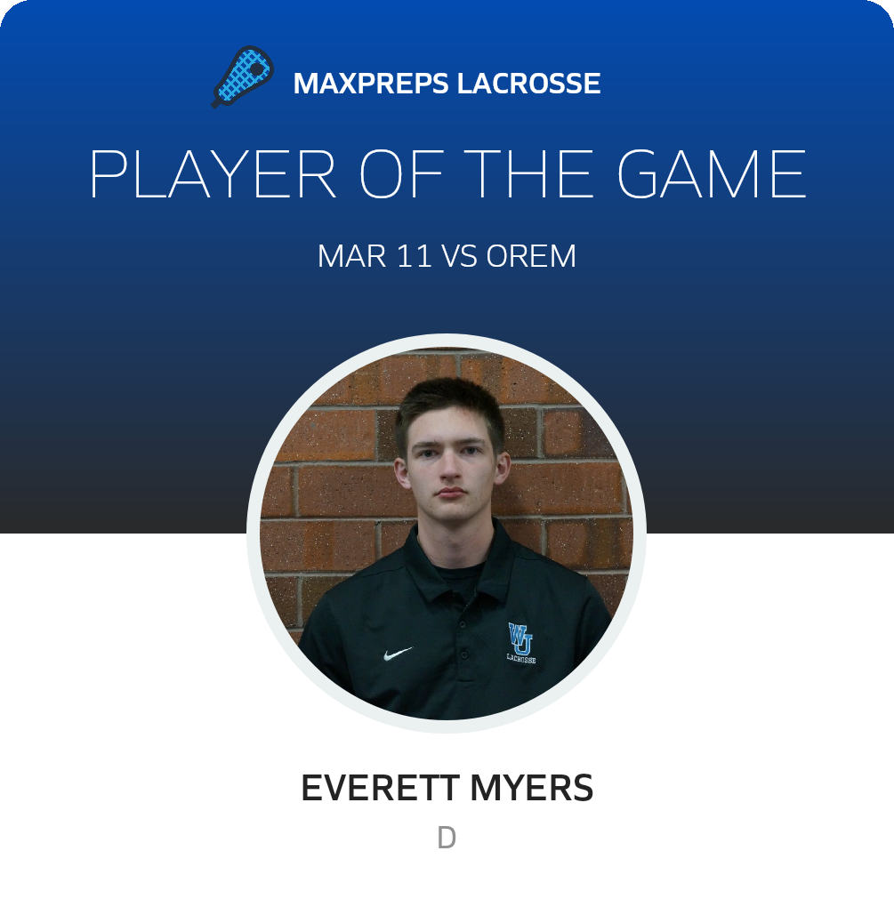 #26 Everett Myers Player of the Game badge
