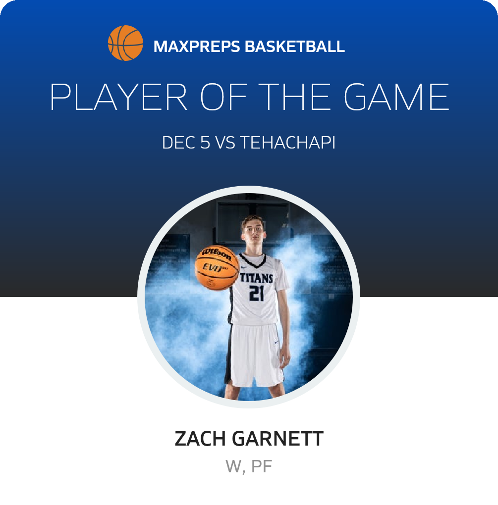 #21 Zach Garnett Player of the Game badge
