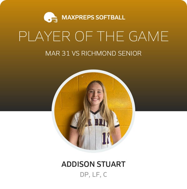 #12 Addison Stuart Player of the Game badge