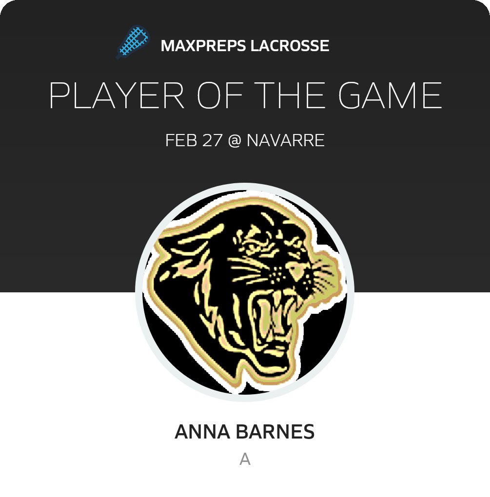 #13 Anna Barnes Player of the Game badge