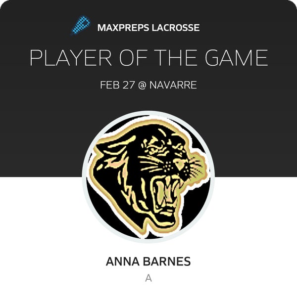 #13 Anna Barnes Player of the Game badge