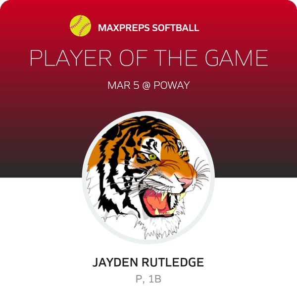 #33 Jayden Rutledge Player of the Game badge