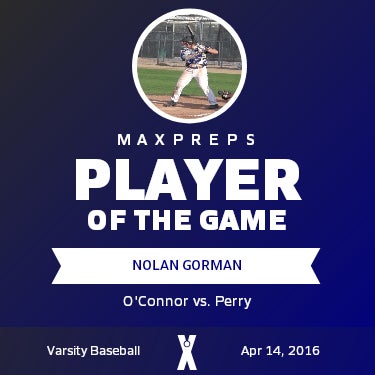 #9 Nolan Gorman Player of the Game badge