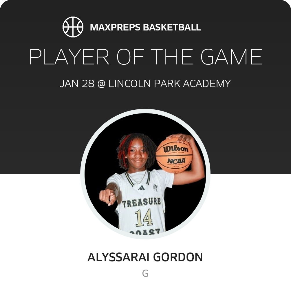 #14 Alyssarai Gordon Player of the Game badge