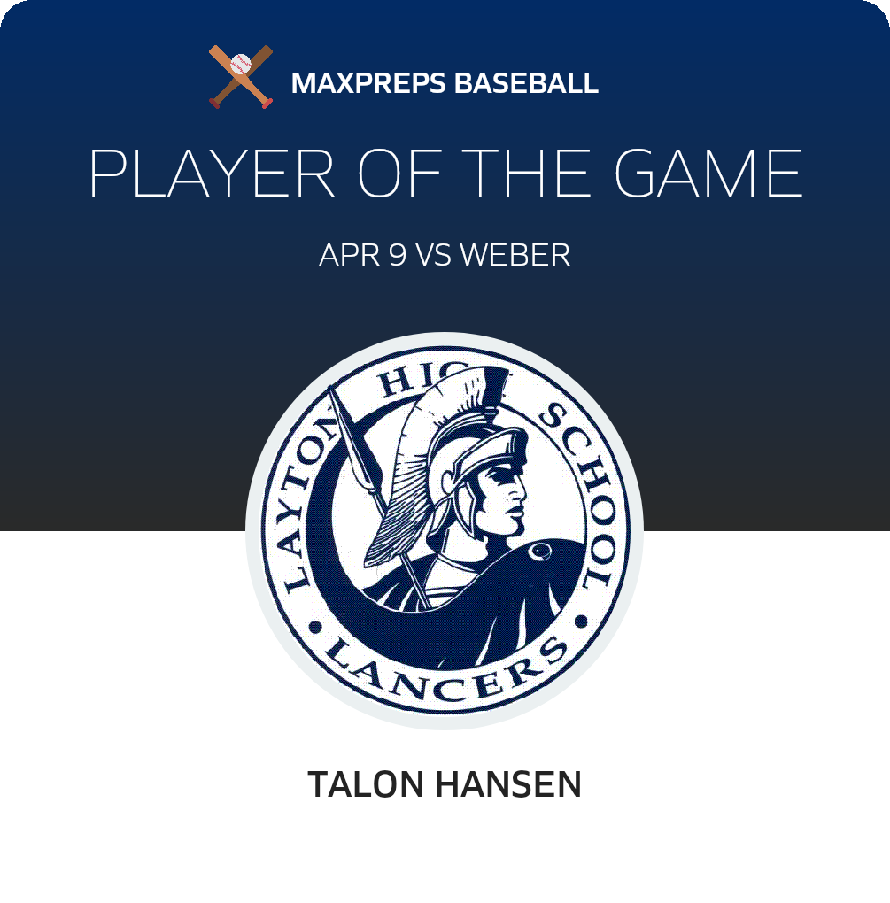 Talon Hansen Player of the Game badge
