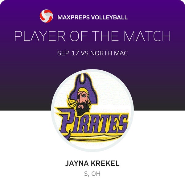 #16 Jayna Krekel Player of the Game badge