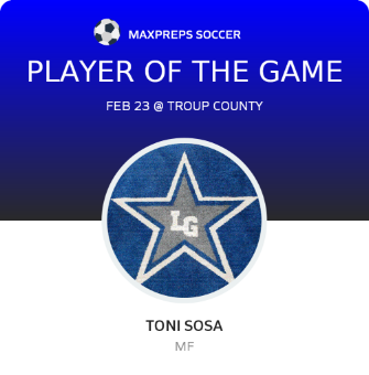 #8 Toni Sosa Player of the Game badge