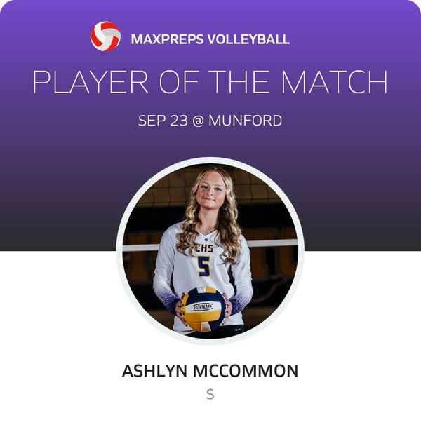 #5 Ashlyn McCommon Player of the Game badge