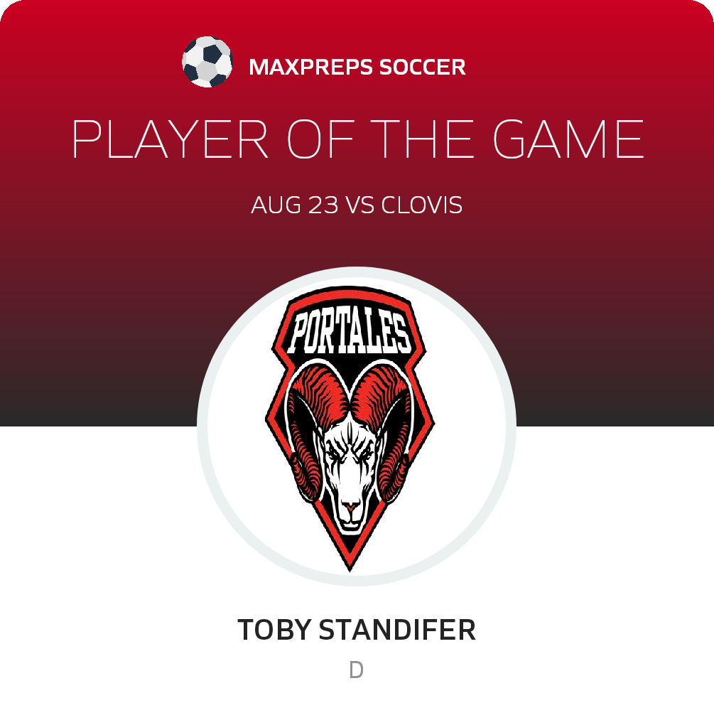 #4 Toby Standifer Player of the Game badge
