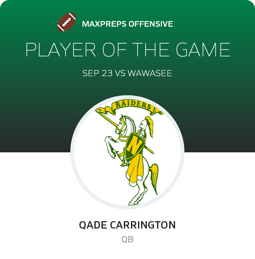 #18 Qade Carrington Player of the Game badge