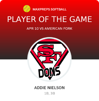 #18 Addie Nielson Player of the Game badge