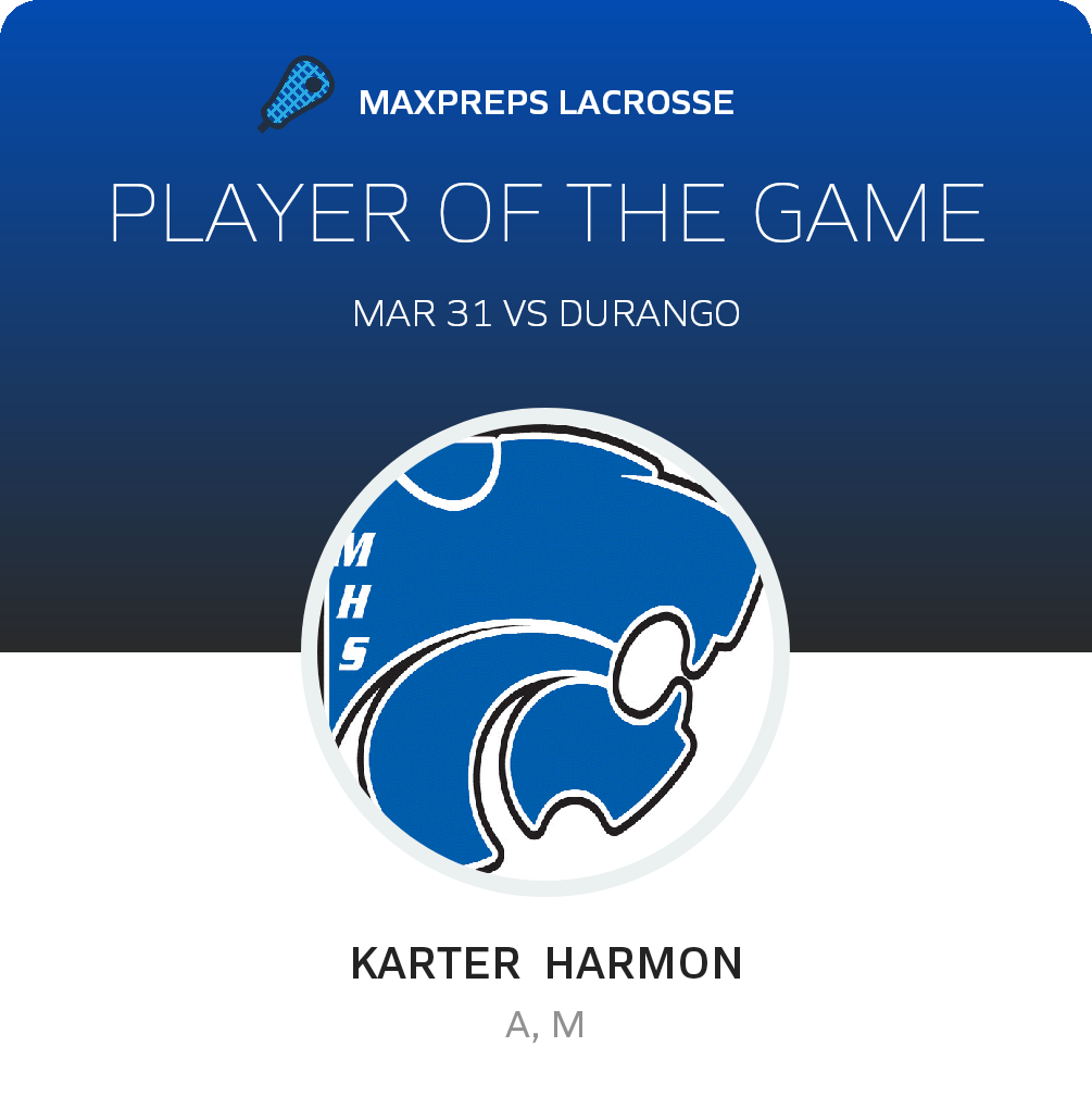 #3 Karter  Harmon Player of the Game badge