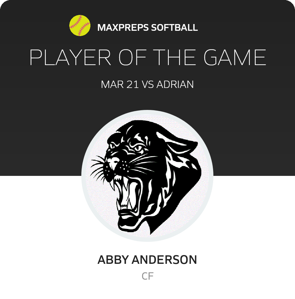 #22 Abby Anderson Player of the Game badge