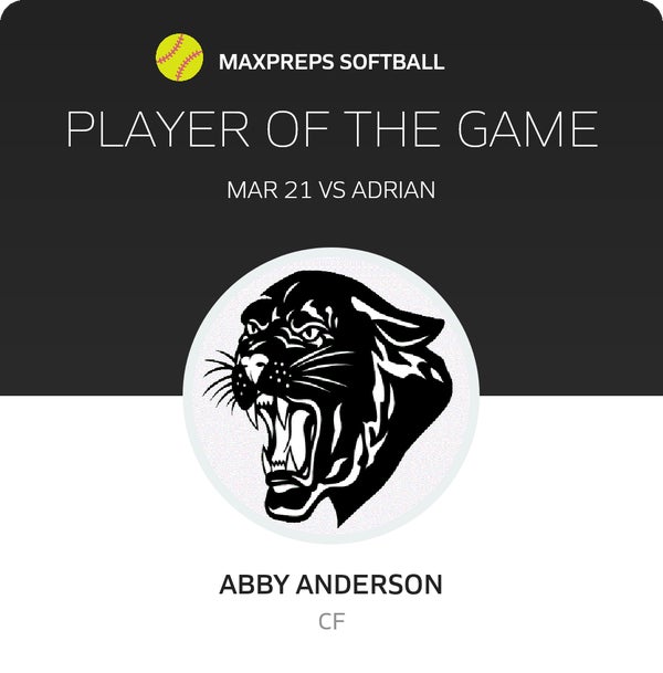#22 Abby Anderson Player of the Game badge