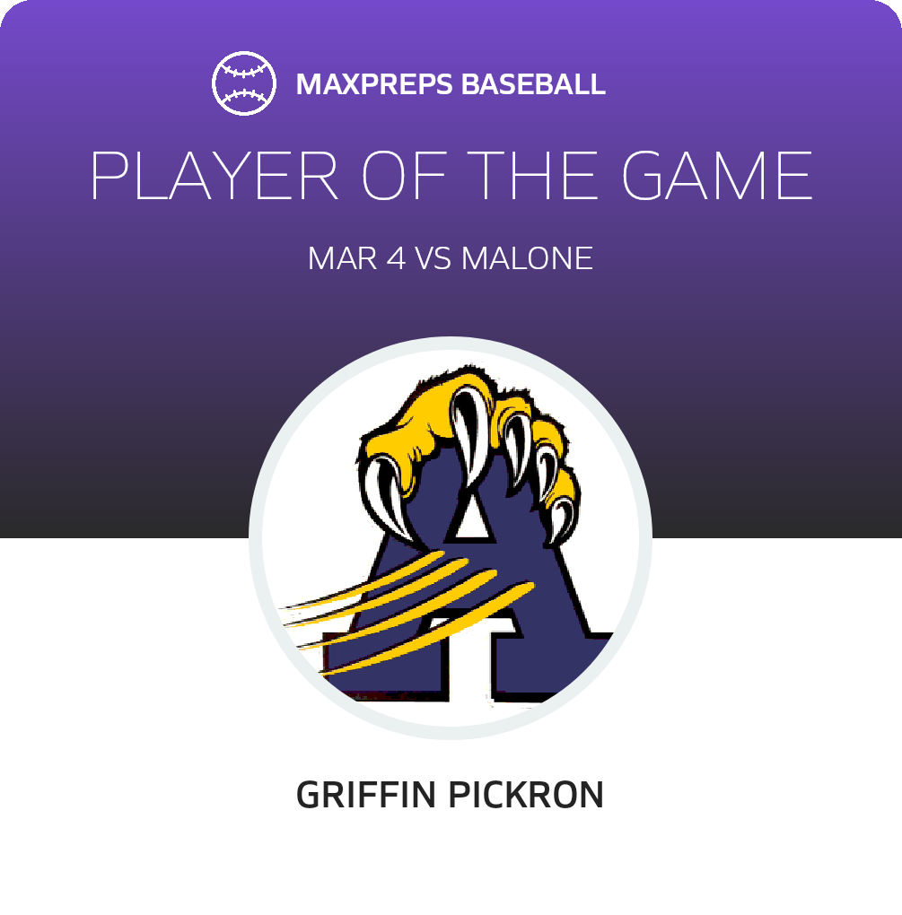 #18 Griffin Pickron Player of the Game badge