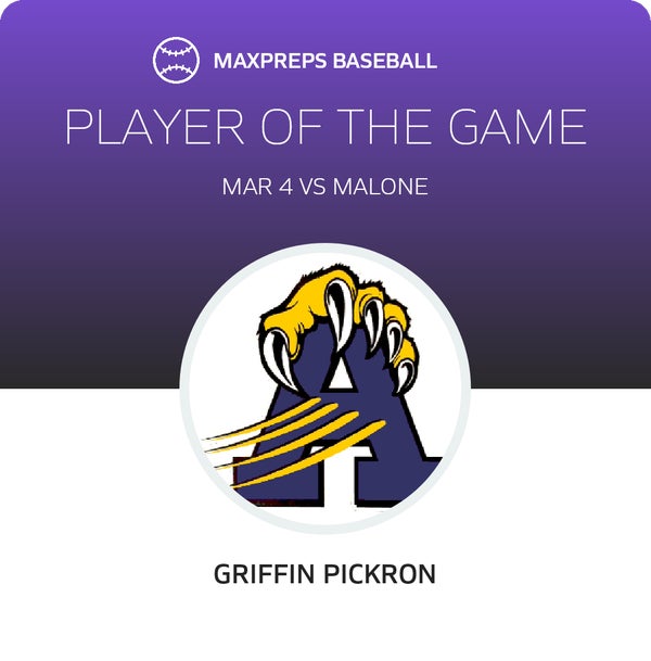 #18 Griffin Pickron Player of the Game badge