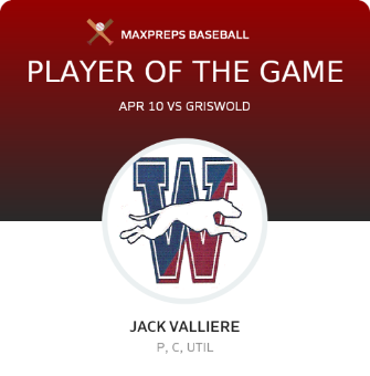 #17 Jack Valliere Player of the Game badge