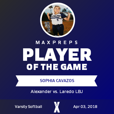 #9 Sophia Cavazos Player of the Game badge