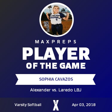 #9 Sophia Cavazos Player of the Game badge