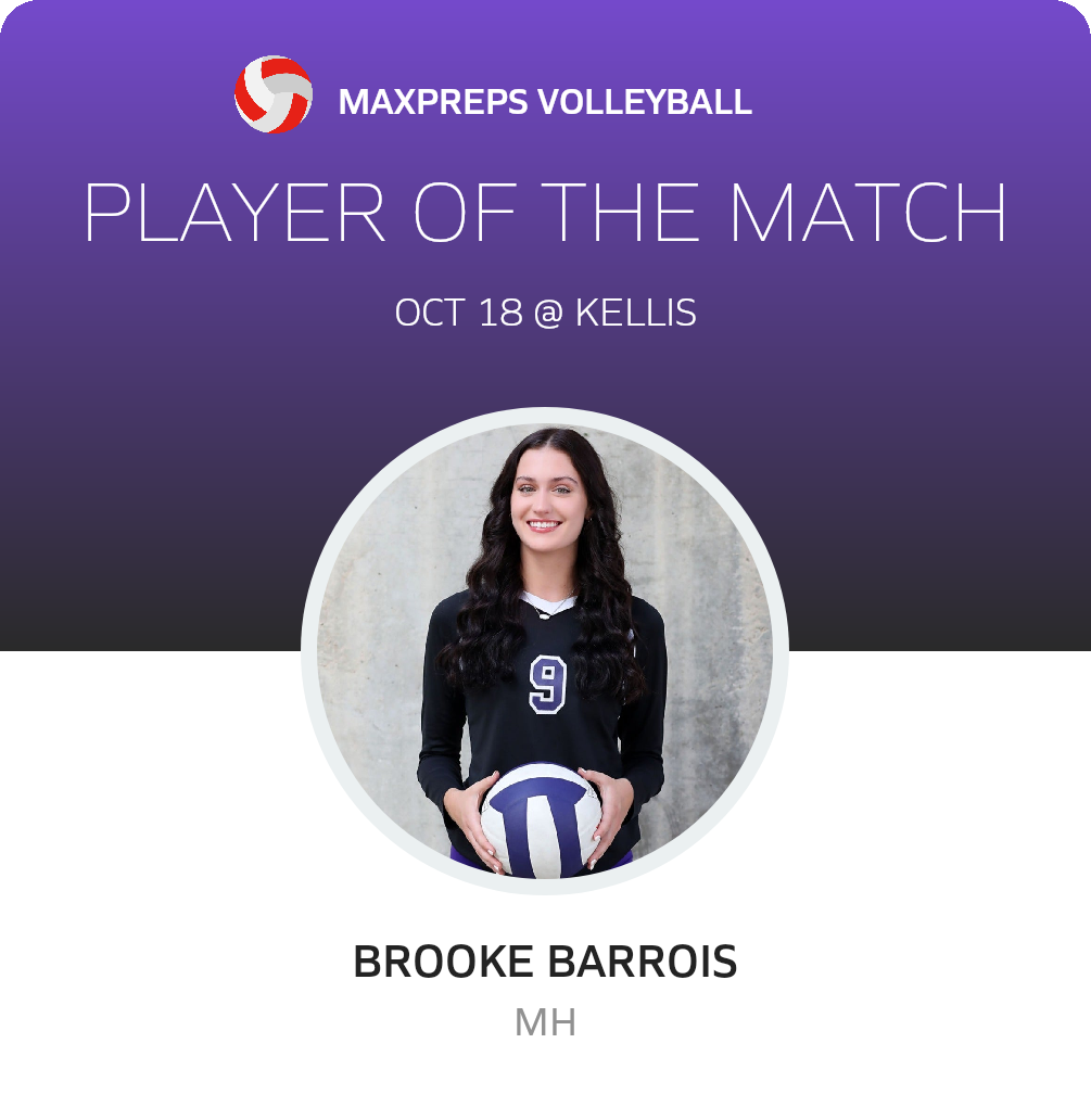 #9 Brooke Barrois Player of the Game badge