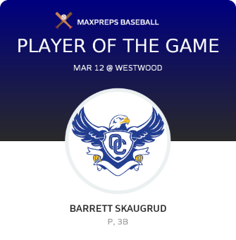 #5 Barrett Skaugrud Player of the Game badge