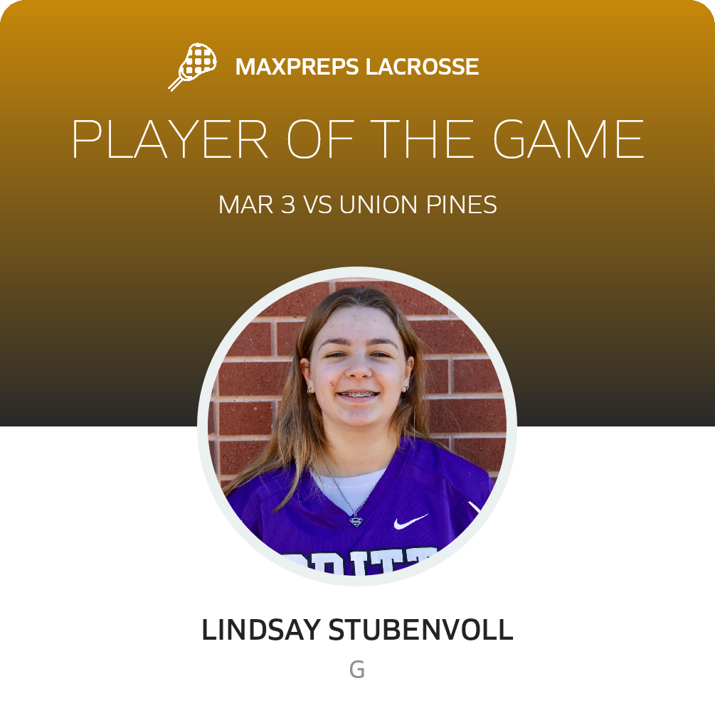 #26 Lindsay Stubenvoll Player of the Game badge