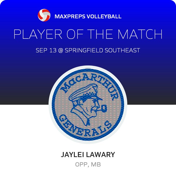 #3 Jaylei Lawary Player of the Game badge