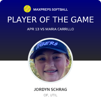 #11 Jordyn Schrag Player of the Game badge