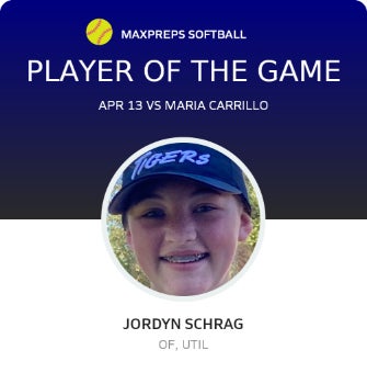 #11 Jordyn Schrag Player of the Game badge