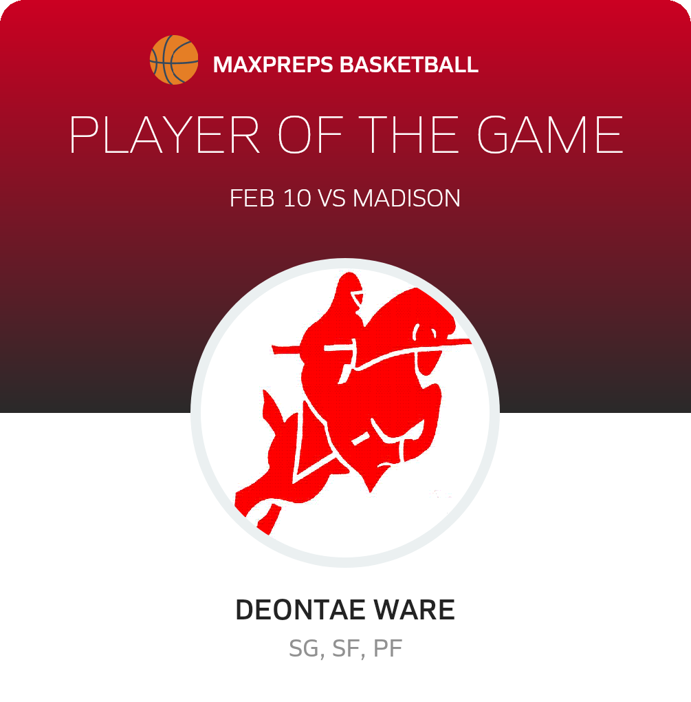 #5 Deontae Ware Player of the Game badge
