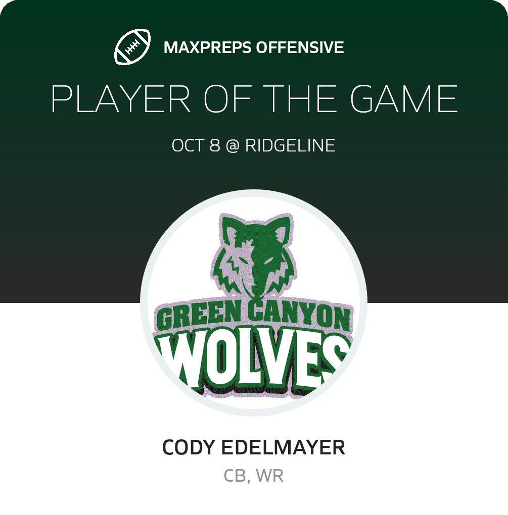#1 Cody Edelmayer Player of the Game badge