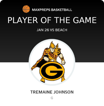 #11 Tremaine Johnson Player of the Game badge