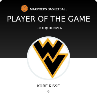 #12 Kobe Risse Player of the Game badge