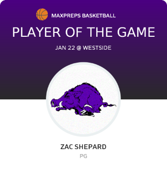 #10 Zac Shepard Player of the Game badge