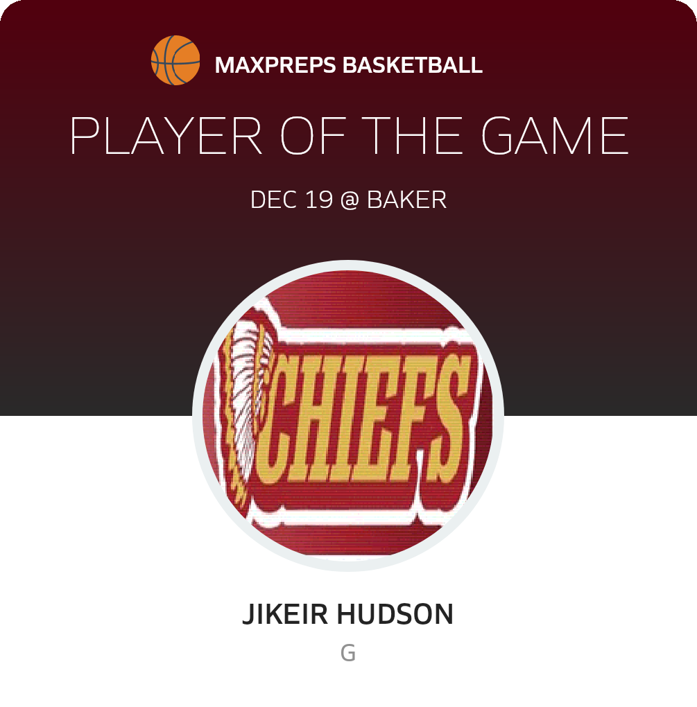 #2 JIKEIR HUDSON Player of the Game badge