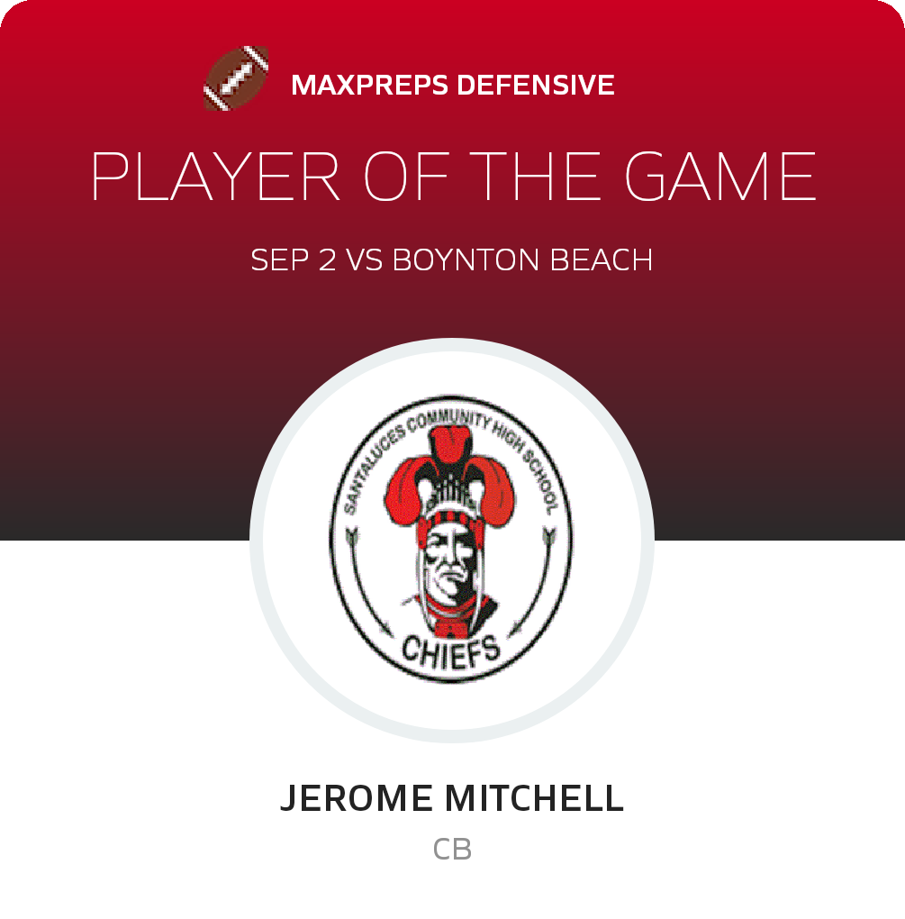 #27 Jerome Mitchell Player of the Game badge