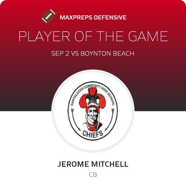 #27 Jerome Mitchell Player of the Game badge