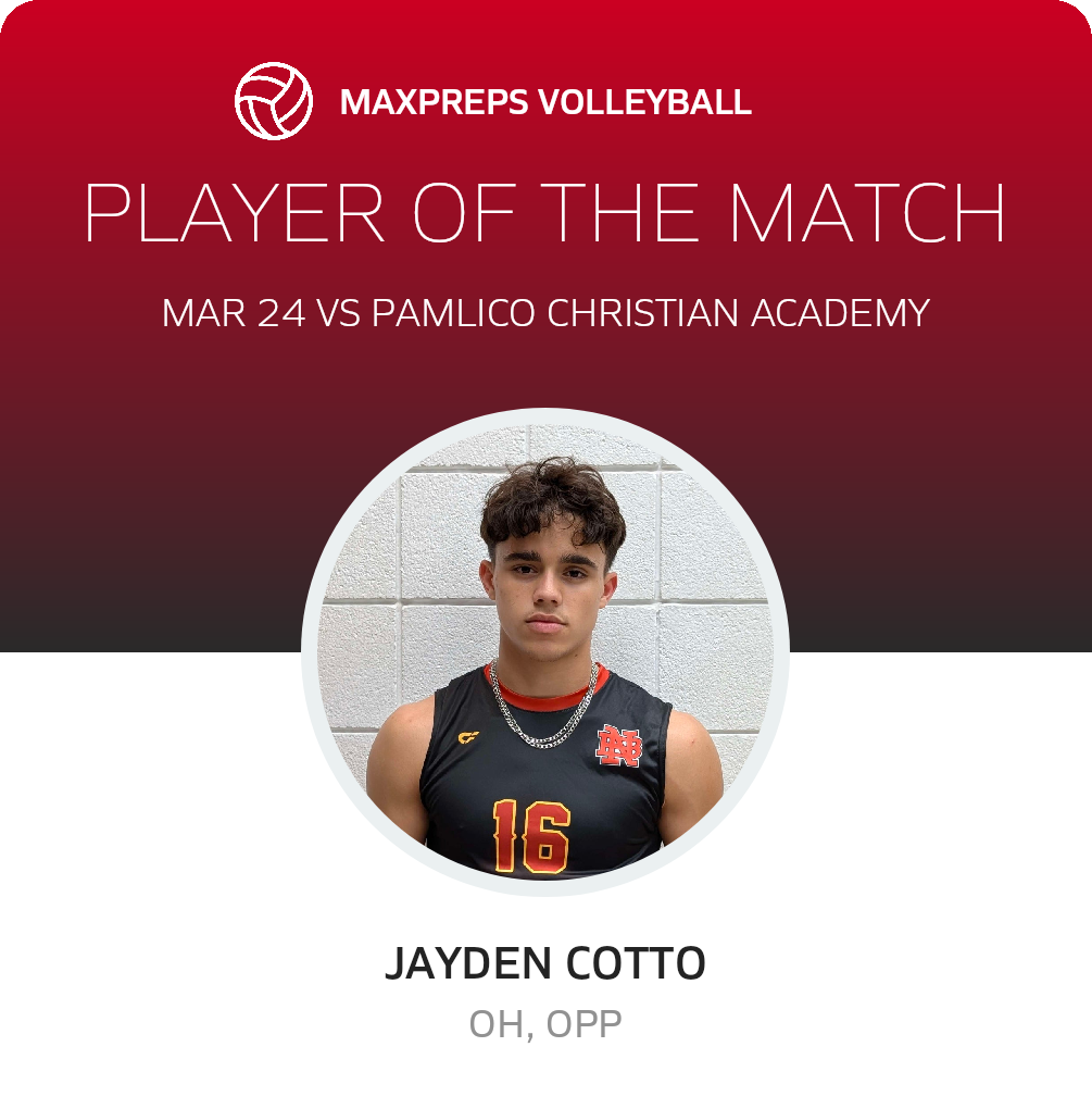 #16 Jayden Cotto Player of the Game badge